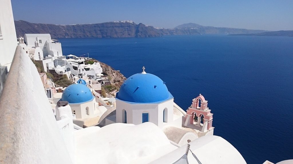 Santorin Vue mer Egée